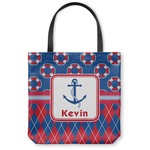 Buoy & Argyle Print Canvas Tote Bag - Small - 13"x13" (Personalized)