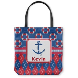 Buoy & Argyle Print Canvas Tote Bag - Medium - 16"x16" (Personalized)