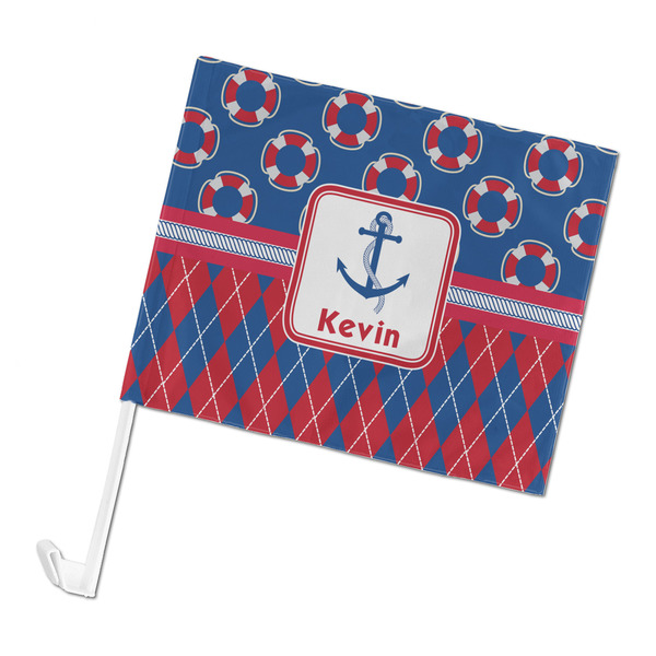 Custom Buoy & Argyle Print Car Flag - Large (Personalized)