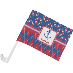 Buoy & Argyle Print Car Flag - Small w/ Name or Text