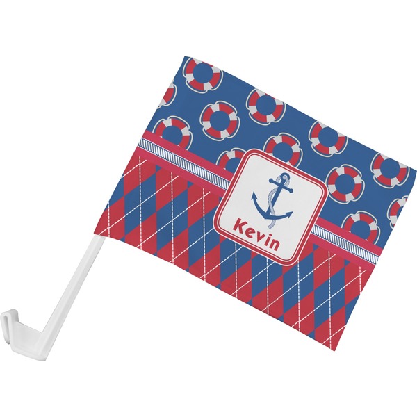 Custom Buoy & Argyle Print Car Flag - Small w/ Name or Text