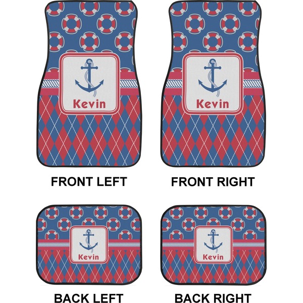 Buoy & Argyle Print Car Floor Mats Set (2F + 2B)
