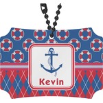 Buoy & Argyle Print Rear View Mirror Ornament (Personalized)