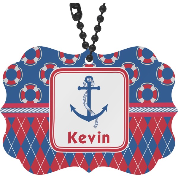 Custom Buoy & Argyle Print Rear View Mirror Charm (Personalized)