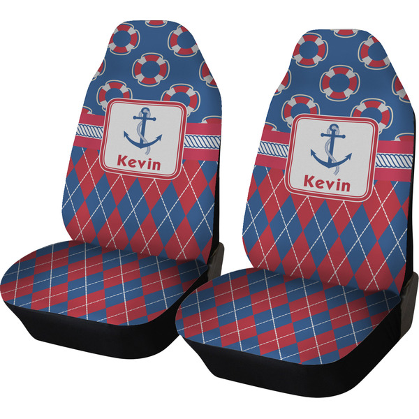Custom Buoy & Argyle Print Car Seat Covers (Set of Two) (Personalized)