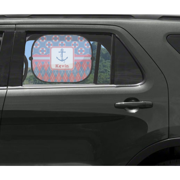 Buoy & Argyle Print Car Sun Shade Black - In Car Window