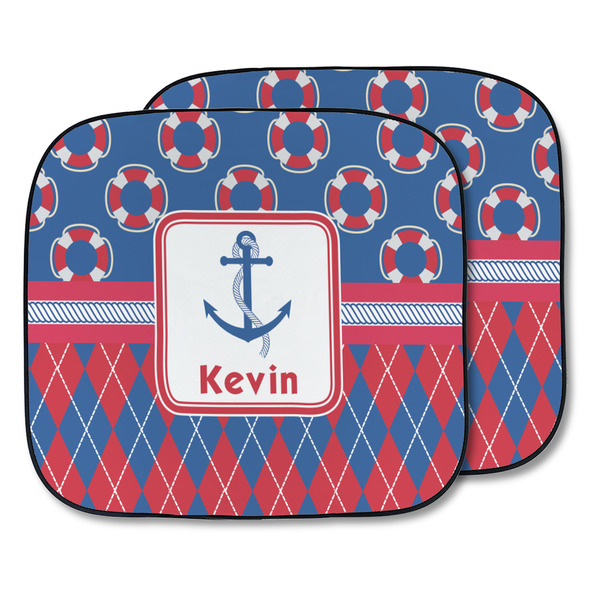 Custom Buoy & Argyle Print Car Sun Shade - Two Piece (Personalized)