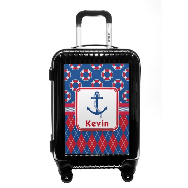 Custom Buoy & Argyle Print Carry On Hard Shell Suitcase (Personalized)