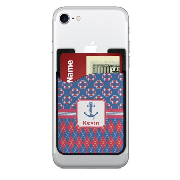 Custom Buoy & Argyle Print 2-in-1 Cell Phone Credit Card Holder & Screen Cleaner (Personalized)