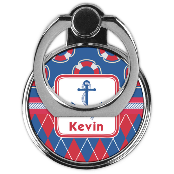 Buoy & Argyle Print Cell Phone Ring Stand & Holder - Front (Collapsed)