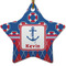 Buoy & Argyle Print Ceramic Flat Ornament - Star (Front)