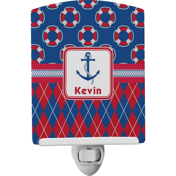 Custom Buoy & Argyle Print Ceramic Night Light (Personalized)