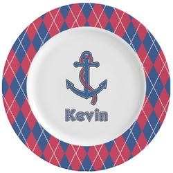 Buoy & Argyle Print Ceramic Dinner Plates (Set of 4) (Personalized)