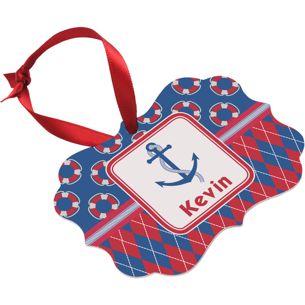 Buoy & Argyle Print Christmas Ornament