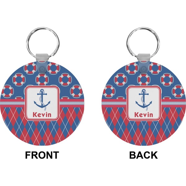 Buoy & Argyle Print Circle Keychain (Front + Back)