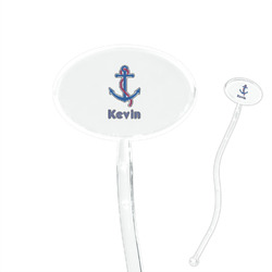 Buoy & Argyle Print 7" Oval Plastic Stir Sticks - Clear (Personalized)