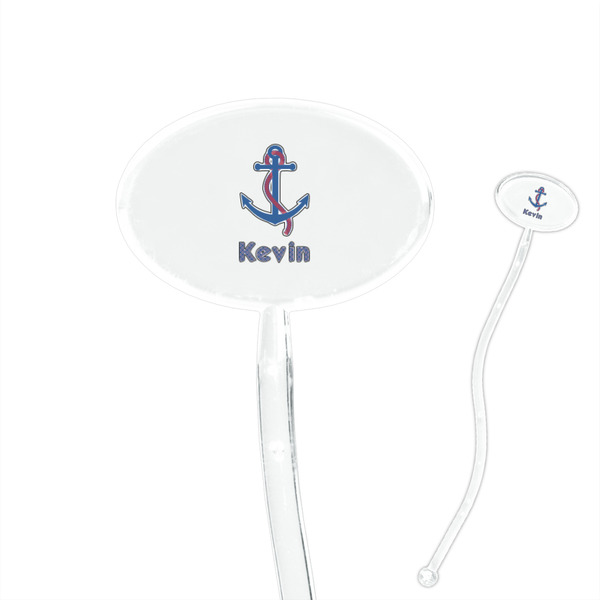 Custom Buoy & Argyle Print 7" Oval Plastic Stir Sticks - Clear (Personalized)