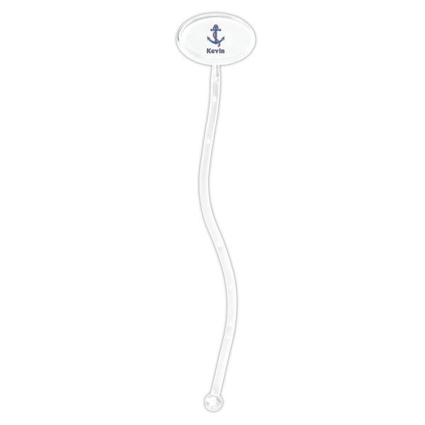 Buoy & Argyle Print Clear Plastic 7" Stir Stick - Oval - Single Stick