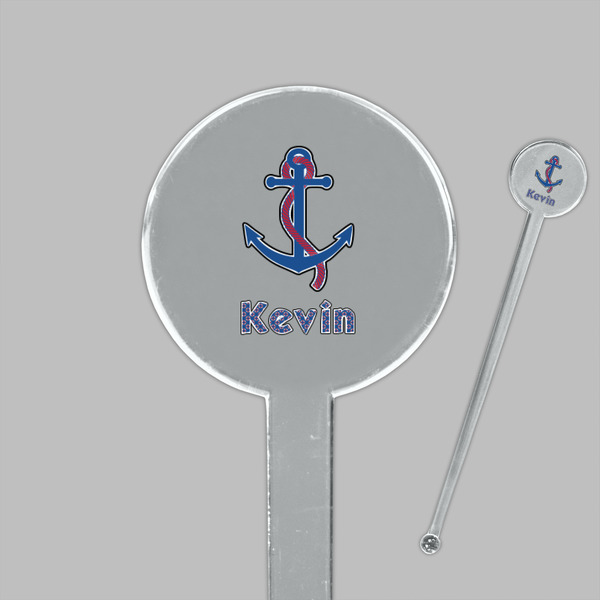 Buoy & Argyle Print Clear Plastic 7" Stir Stick - Round - Closeup