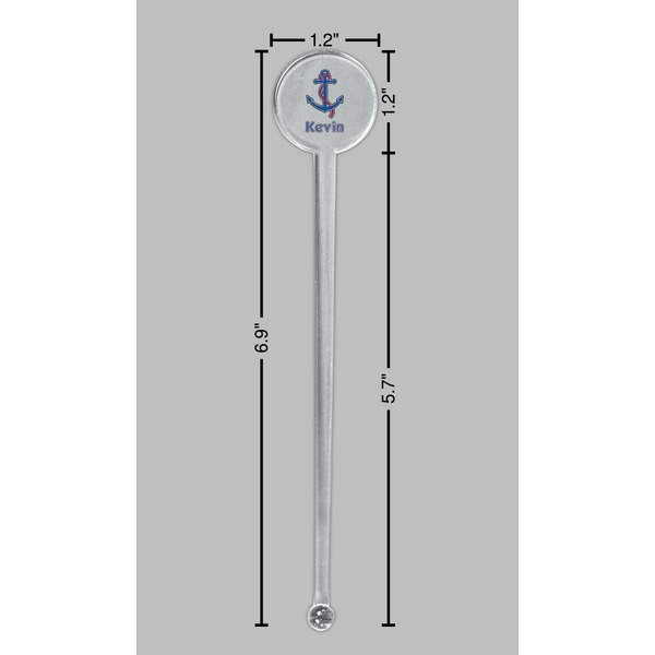 Buoy & Argyle Print Clear Plastic 7" Stir Stick - Round - Dimensions