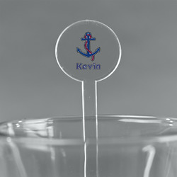 Buoy & Argyle Print 7" Round Plastic Stir Sticks - Clear (Personalized)