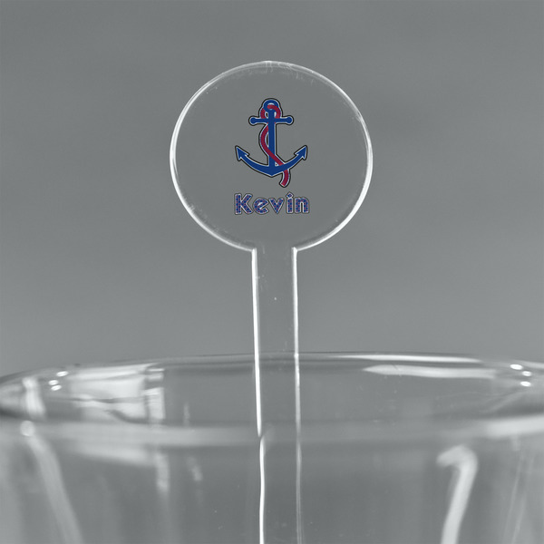 Custom Buoy & Argyle Print 7" Round Plastic Stir Sticks - Clear (Personalized)