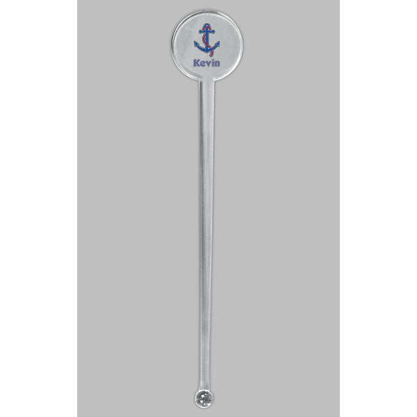 Buoy & Argyle Print Clear Plastic 7" Stir Stick - Round - Single Stick