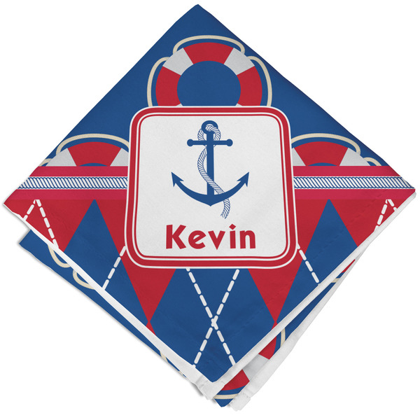 Custom Buoy & Argyle Print Cloth Napkin w/ Name or Text
