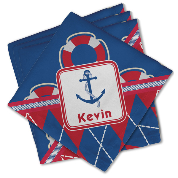 Buoy & Argyle Print Cloth Napkins - Personalized Lunch (PARENT MAIN Set of 4)