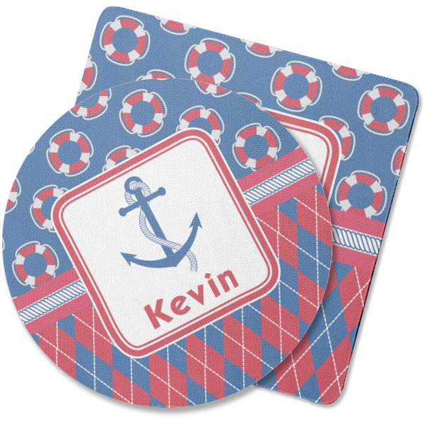 Custom Buoy & Argyle Print Rubber Backed Coaster (Personalized)