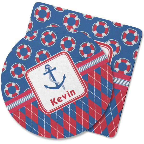 Custom Buoy & Argyle Print Rubber Backed Coaster (Personalized)
