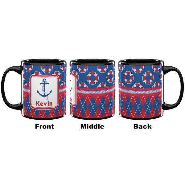Buoy & Argyle Print Coffee Mug - 11 oz - Black APPROVAL