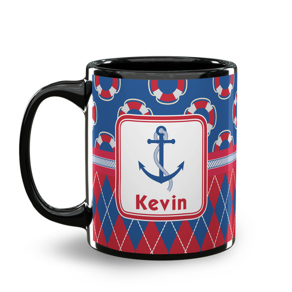 Buoy & Argyle Print Coffee Mug - 11 oz - Black