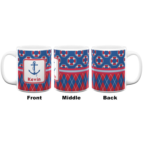 Buoy & Argyle Print Coffee Mug - 11 oz - White APPROVAL