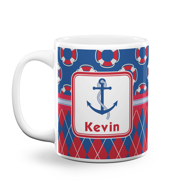 Custom Buoy & Argyle Print Coffee Mug (Personalized)