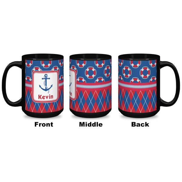 Buoy & Argyle Print Coffee Mug - 15 oz - Black APPROVAL