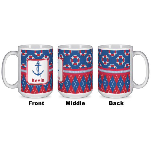 Buoy & Argyle Print Coffee Mug - 15 oz - White APPROVAL