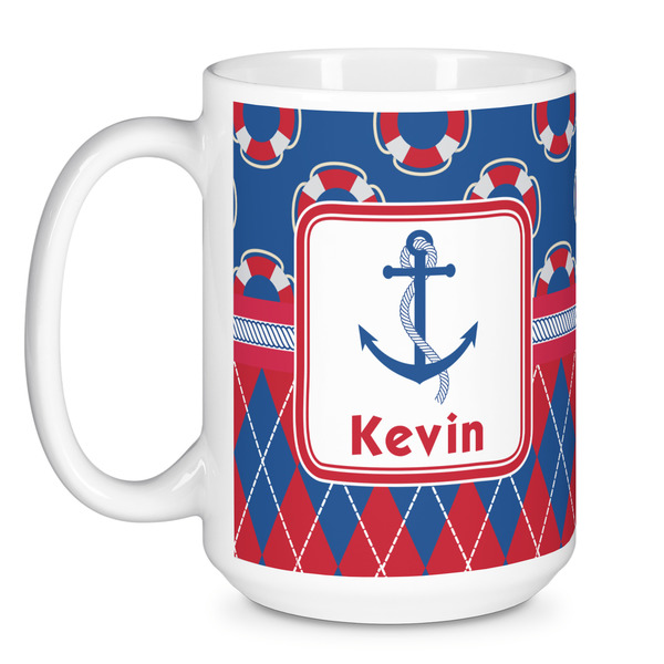 Buoy & Argyle Print Coffee Mug - 15 oz - White
