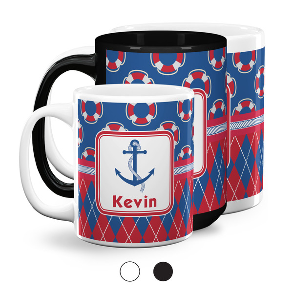 Buoy & Argyle Print Coffee Mugs Main
