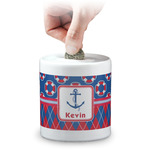 Buoy & Argyle Print Coin Bank (Personalized)