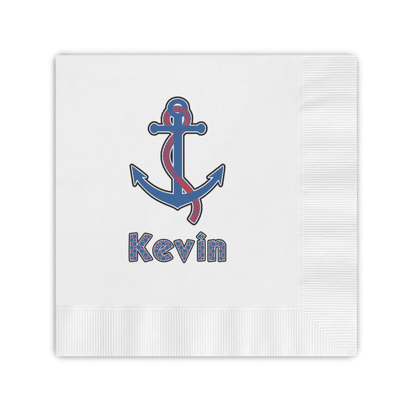 Custom Buoy & Argyle Print Coined Cocktail Napkins (Personalized)
