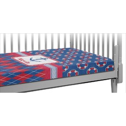Buoy & Argyle Print Crib Fitted Sheet (Personalized)