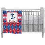Buoy & Argyle Print Crib Comforter / Quilt (Personalized)