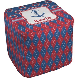 Buoy & Argyle Print Cube Pouf Ottoman - 18" (Personalized)