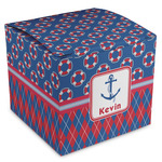 Buoy & Argyle Print Cube Favor Gift Boxes (Personalized)