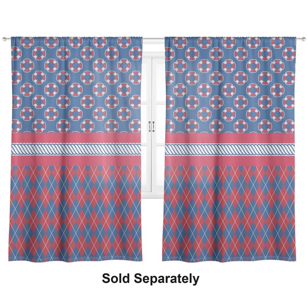 Custom Buoy & Argyle Print Curtain Panel - Custom Size