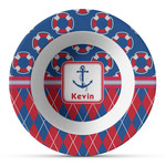 Buoy & Argyle Print Plastic Bowl - Microwave Safe - Composite Polymer (Personalized)