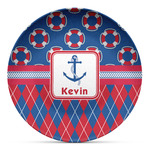 Buoy & Argyle Print Microwave Safe Plastic Plate - Composite Polymer (Personalized)