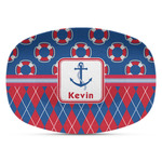 Buoy & Argyle Print Plastic Platter - Microwave & Oven Safe Composite Polymer (Personalized)