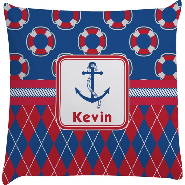 Custom Buoy & Argyle Print Decorative Pillow Case (Personalized)